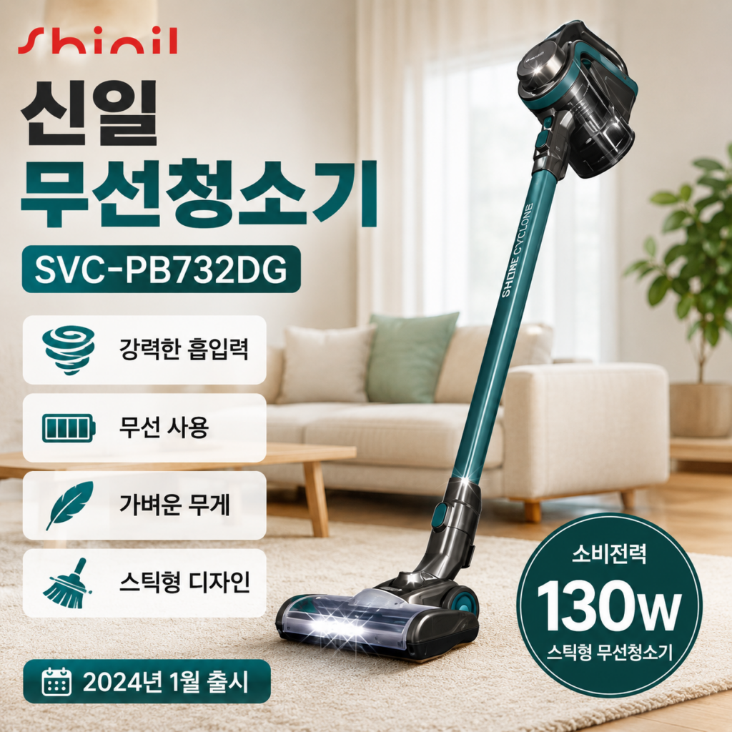 신일 무선청소기 SVC-PB732DG 130W 스틱형 2024년 1월 출시 모델 제품 이미지