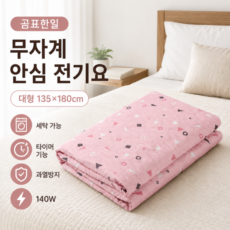 곰표한일 무자계 안심 전기요 GP-500 대형 135×180cm 보니핑크