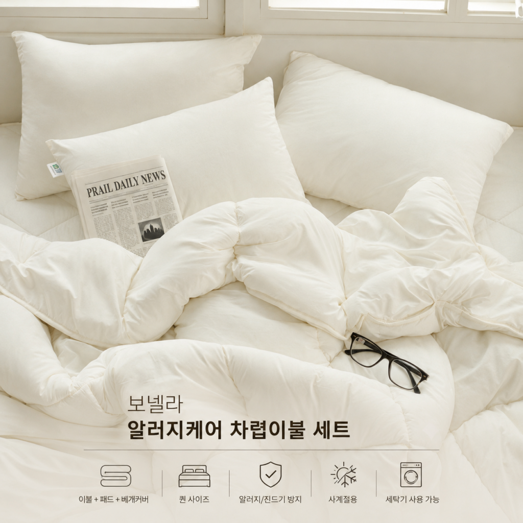 보넬라 알러지케어 차렵이불 세트, 퀸 사계절 이불패드 구성 제품 이미지