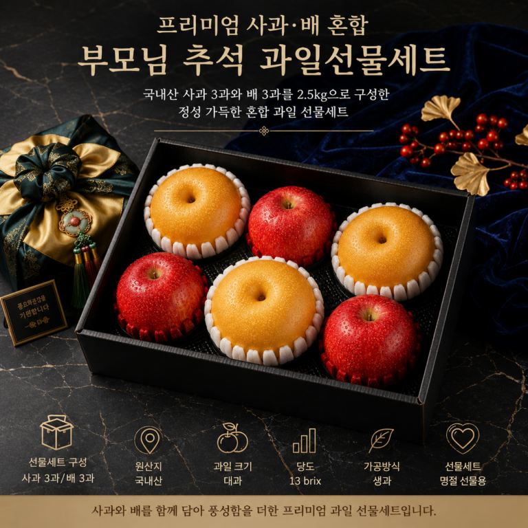 프리미엄 사과 배 혼합 부모님 추석 과일선물세트 2.5kg 사과3 배3