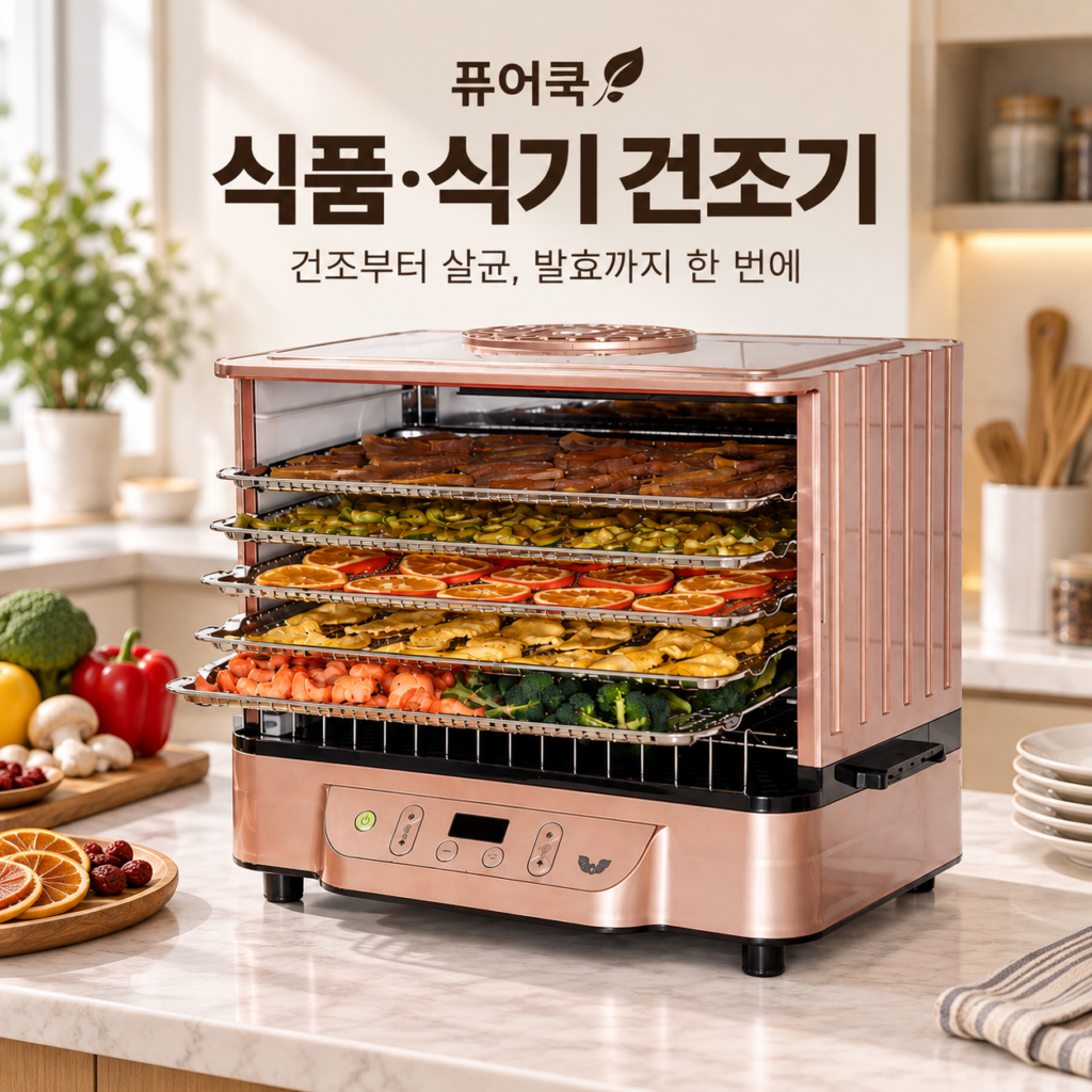 퓨어쿡 UV살균 식품·식기 건조기 5단 스테인리스 가정용 (과일 야채 고추 고구마 발효) 제품 이미지