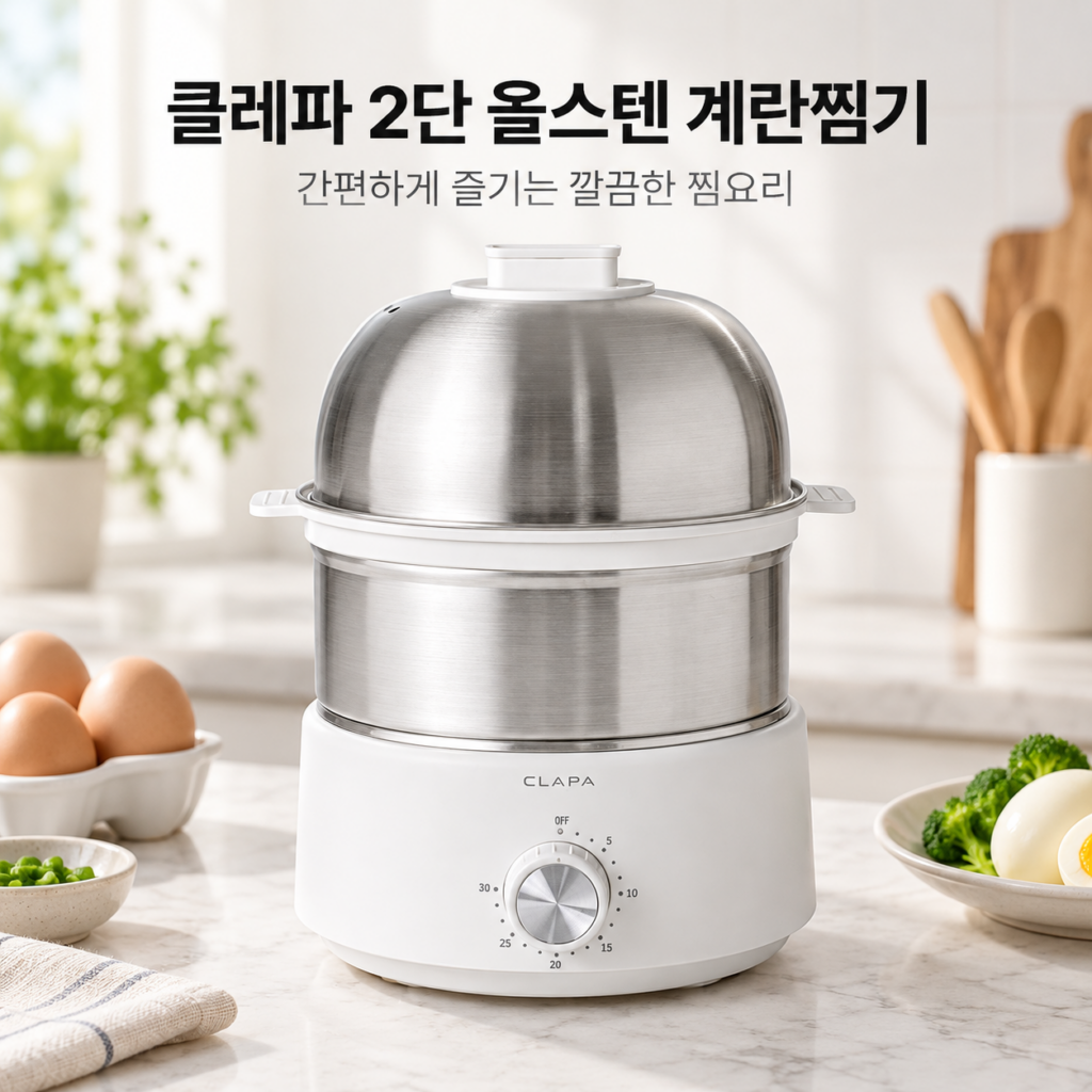 클레파 BES-131W 2단 올스텐 전기 계란찜기 17cm 코드분리형 제품 이미지